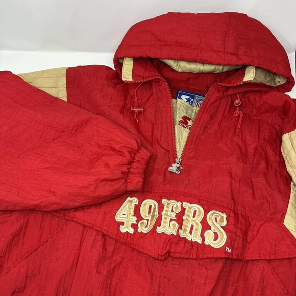 Vintage NFL Starter San Francisco 49ers Puffer Jacket Men's Sz Large Red/Gold - Picture 1 of 11